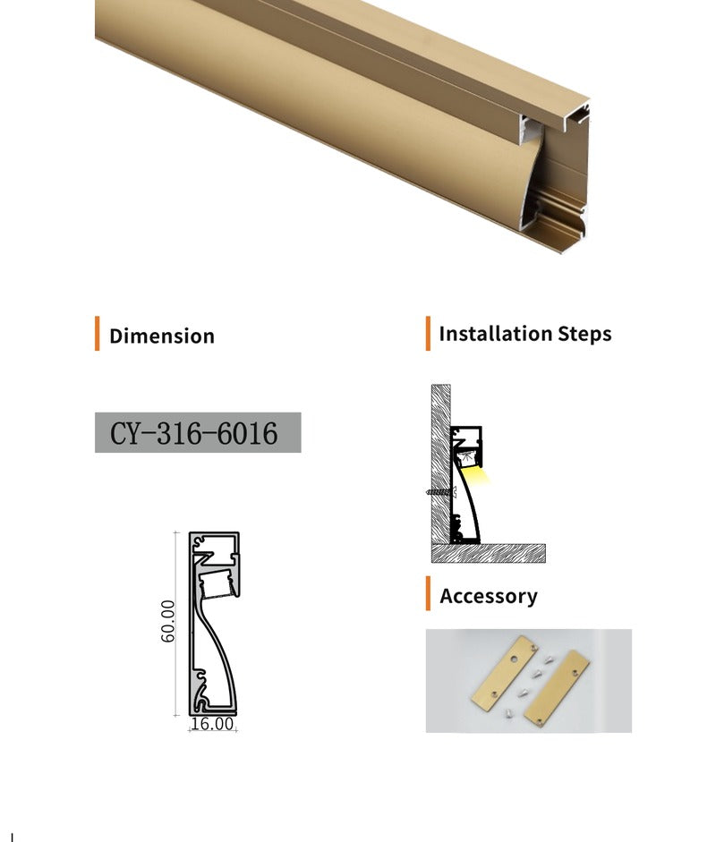 Chuangyu 6016 LED Aluminum Profile 60x16mm