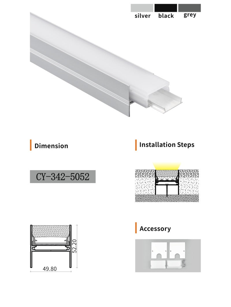 Chuangyu 5052 LED Aluminum Profile 50x52mm