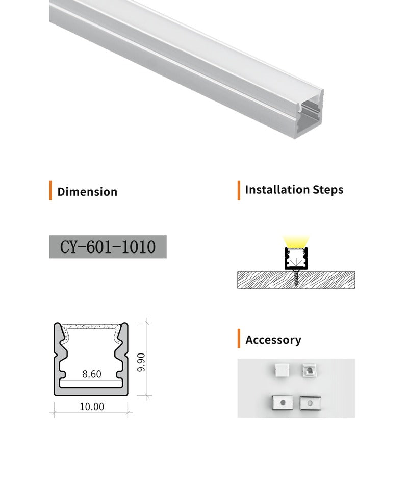 Chuangyu 1010 LED Aluminum Profile 10x10mm