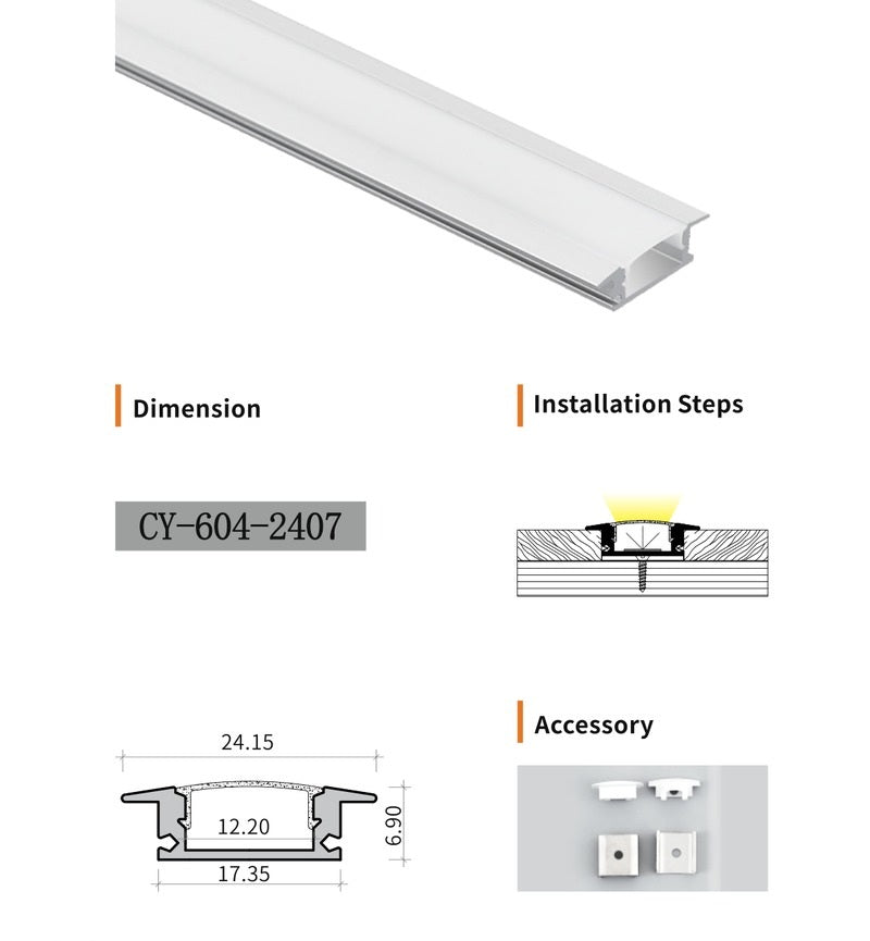 Chuangyu 2407 LED Aluminum Profile 24x7mm