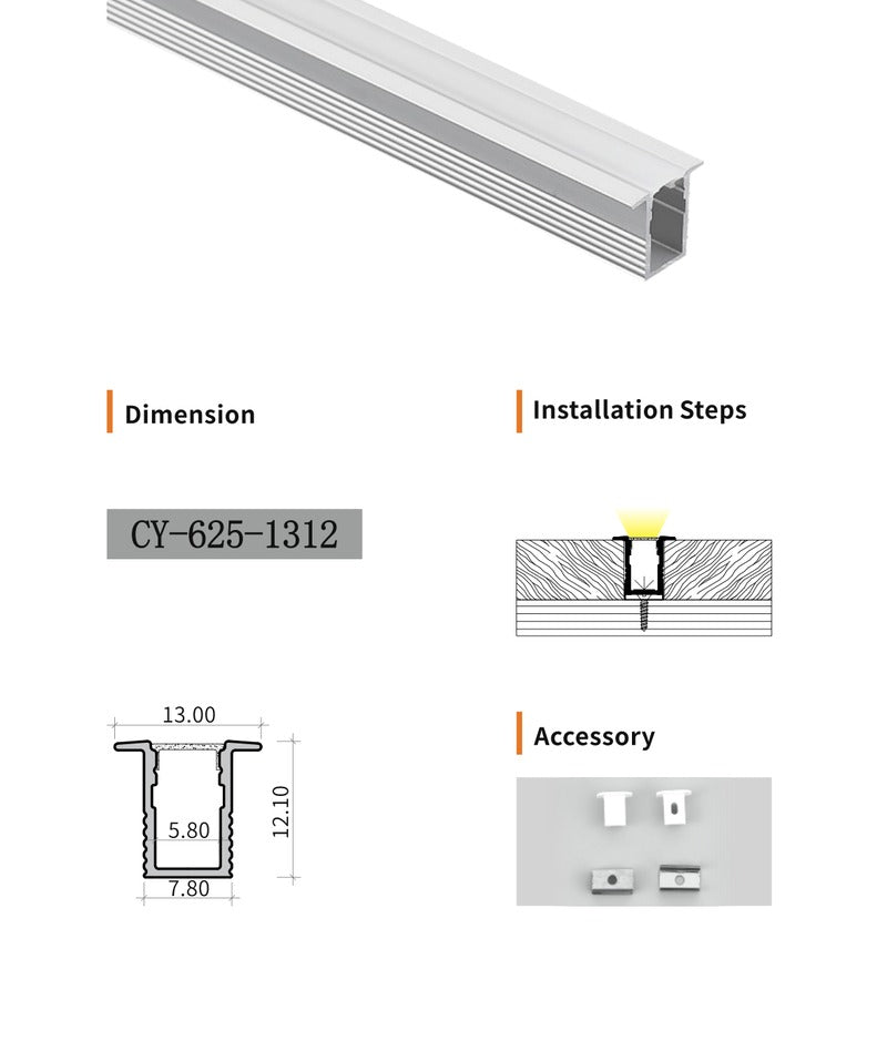 Chuangyu 1312 LED Aluminum Profile 13x12mm