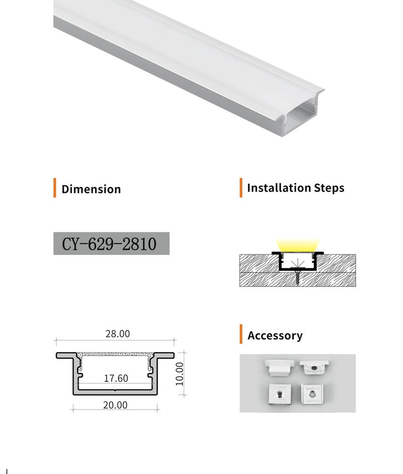 Chuangyu 2810 LED Aluminum Profile 28x10mm