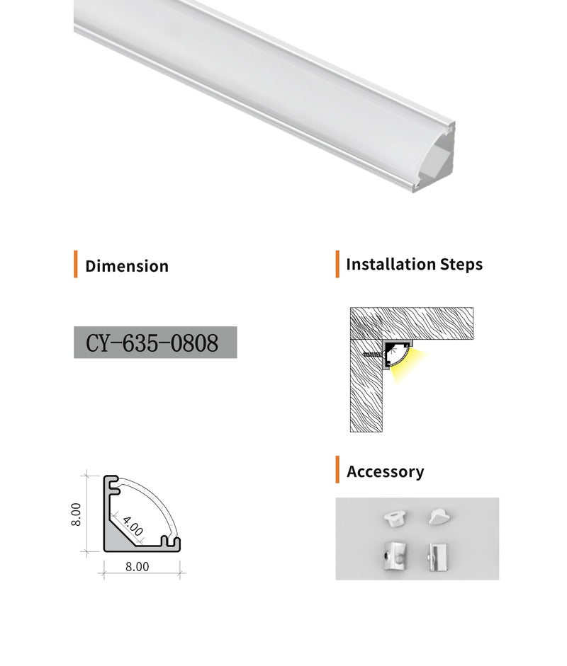 Chuangyu 0808 LED Aluminum Profile 8x8mm