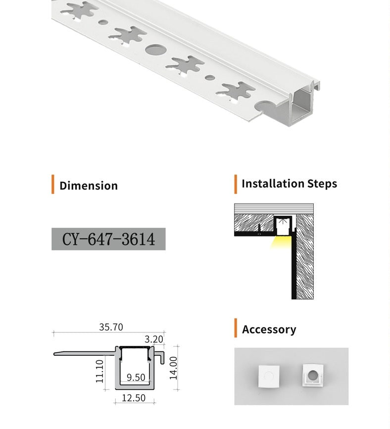 Chuangyu 3614 LED Aluminum Profile 36x14mm