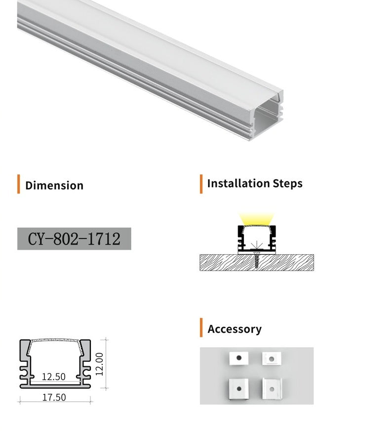 Chuangyu 1712 LED Aluminum Profile 17x12mm