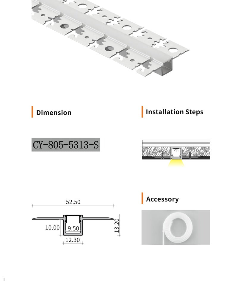 Chuangyu 5313S LED Aluminum Profile 53x13mm