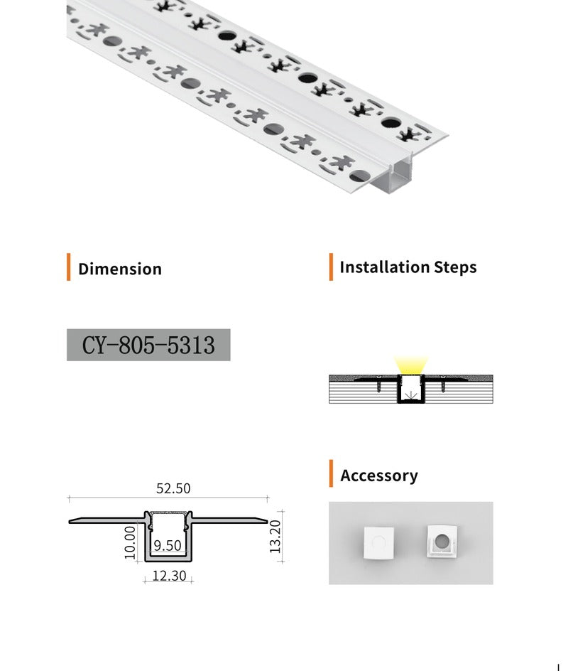 Chuangyu 5313 LED Aluminum Profile 53x13mm