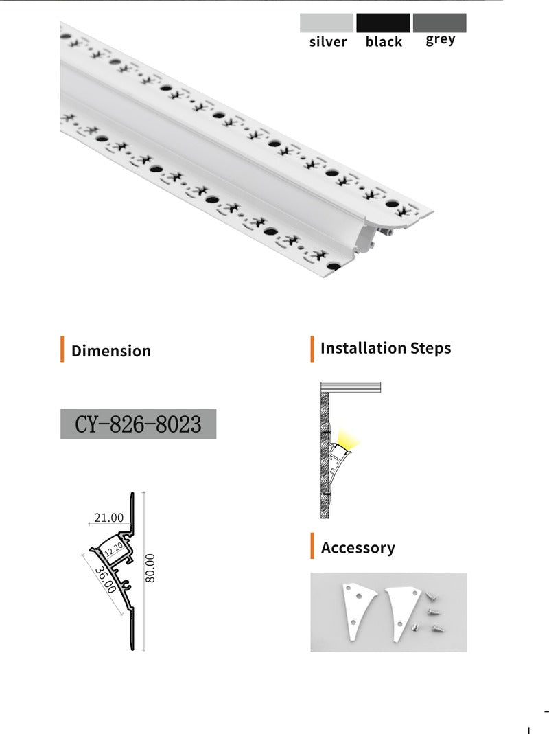 Chuangyu 8023 LED Aluminum Profile 80x23mm