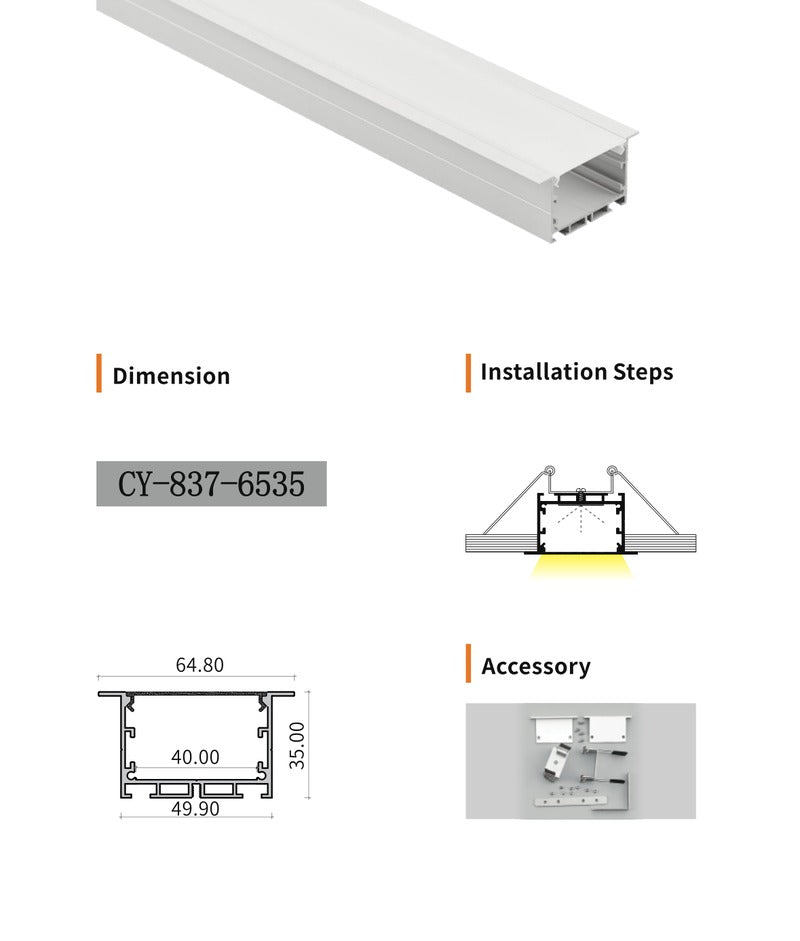 Chuangyu 6535 LED Aluminum Profile 65x35mm