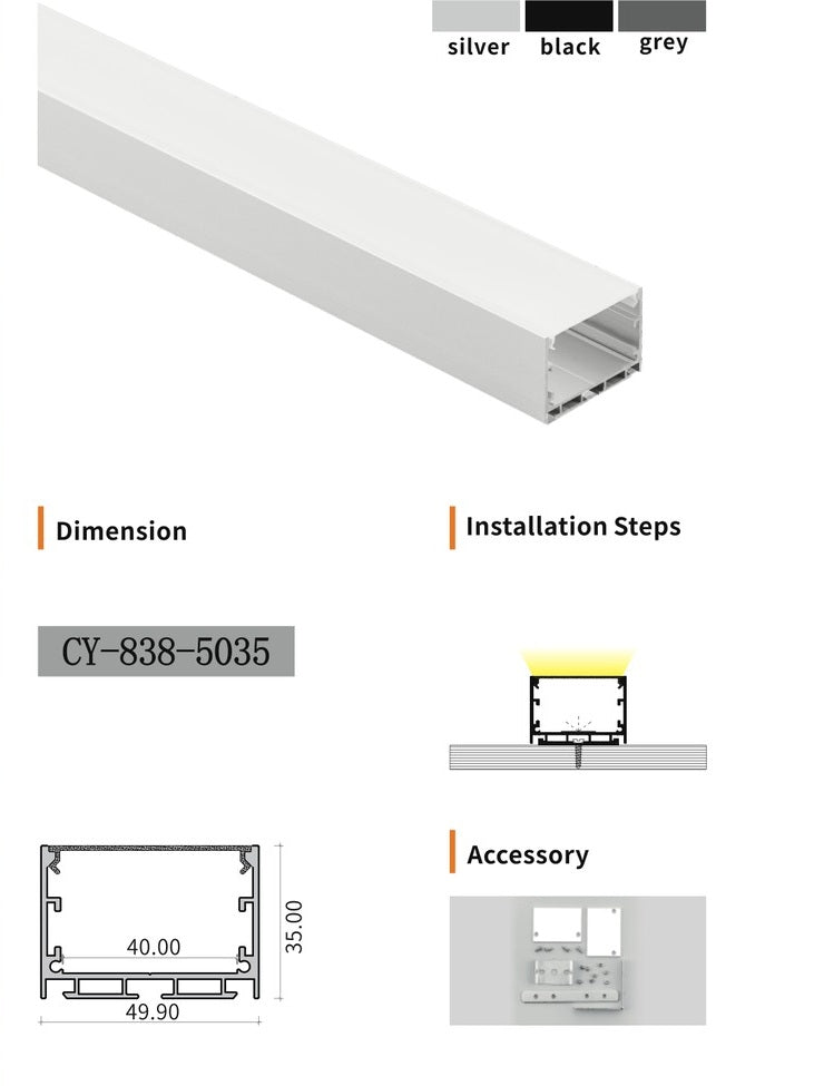 Chuangyu 5035 LED Aluminum Profile 50x35mm