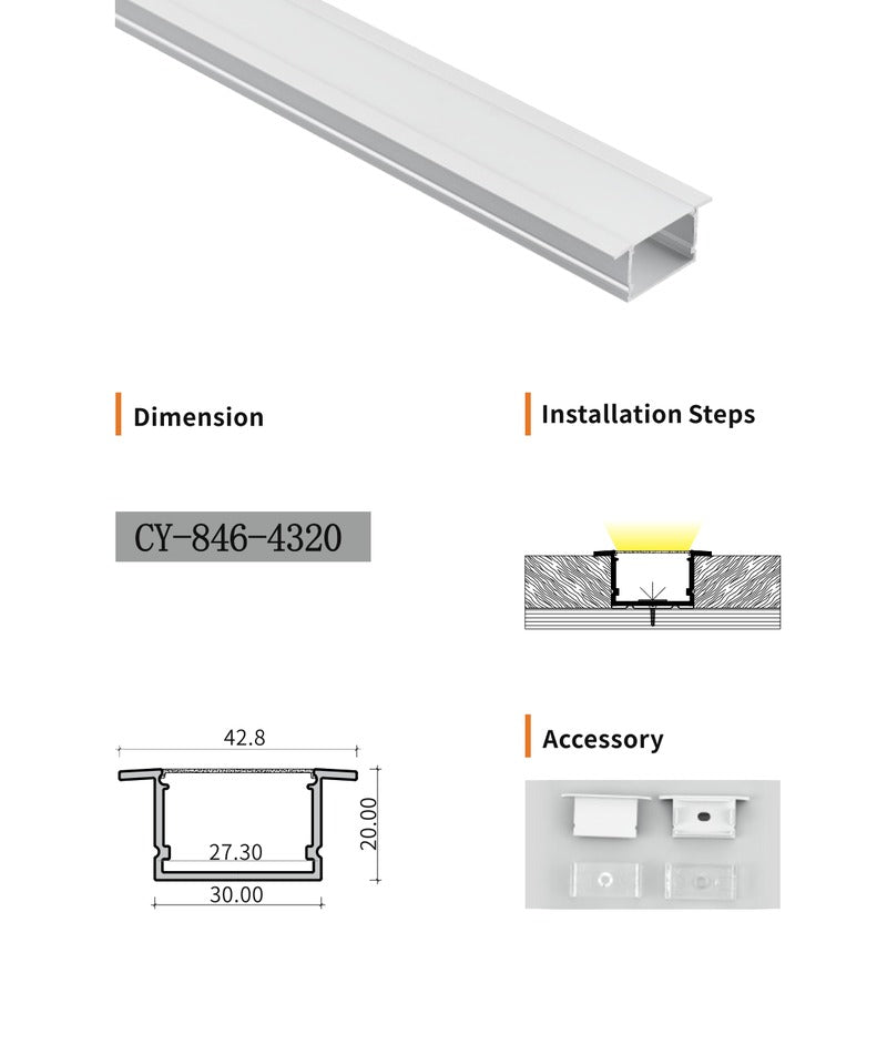 Chuangyu 4320 LED Aluminum Profile 43x20mm