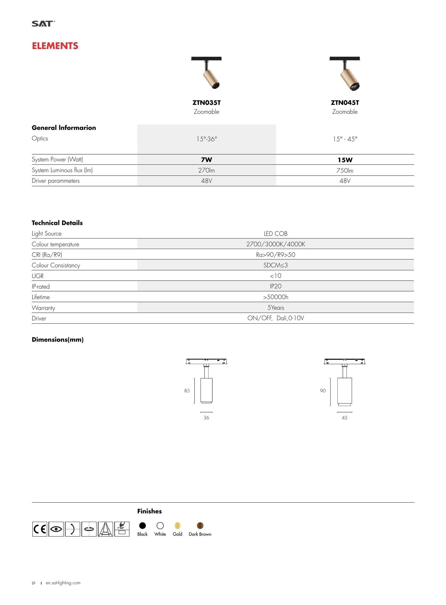 Elements Zoomable Spot 15W - SAT Lighting