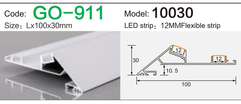 Alluminu 10030 LED Aluminum Profile 100x30mm