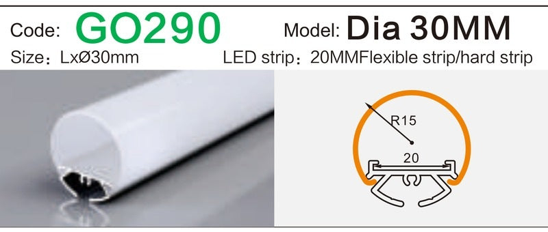 Alluminu Dia 30MM LED Aluminum Profile Ø30mm