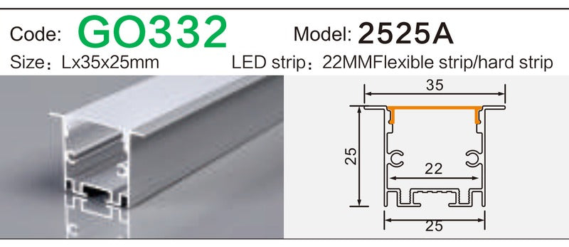 Alluminu 2525A LED Aluminum Profile 35x25mm