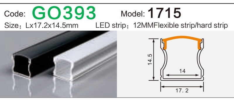 Alluminu 1715 LED Aluminum Profile 17.2x14.5mm