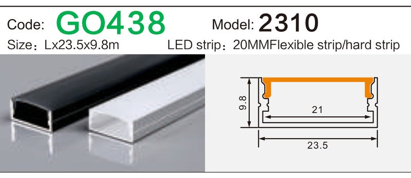 Alluminu 2310 LED Aluminum Profile 23.5x9.8mm