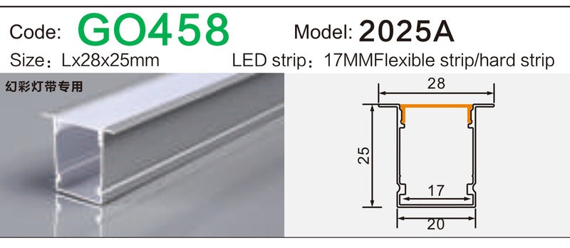Alluminu 2025A LED Aluminum Profile 28x25mm