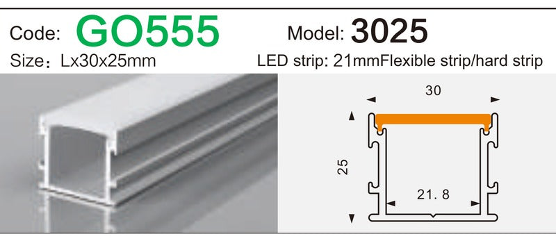 Alluminu 3025 LED Aluminum Profile 30x25mm