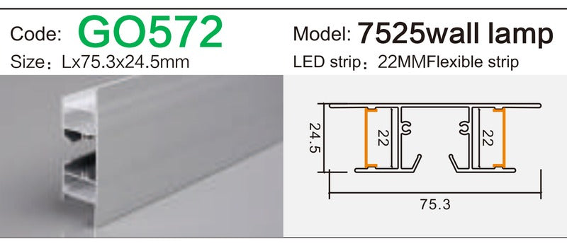Alluminu 7525 wall lamp LED Aluminum Profile 75.3x24.5mm
