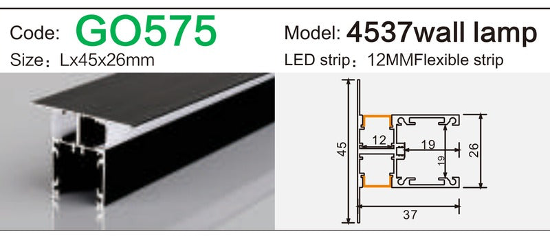Alluminu 4537 wall lamp LED Aluminum Profile 45x26mm