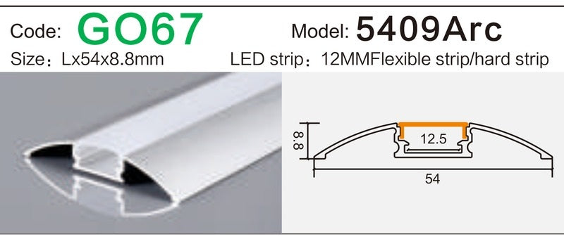 Alluminu 5409Arc LED Aluminum Profile 54x8.8mm