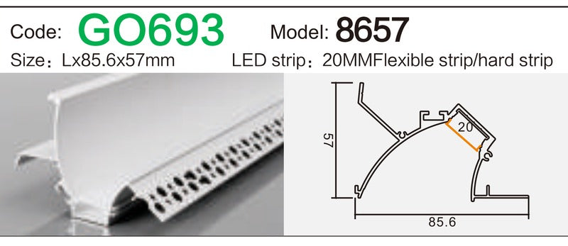 Alluminu 8657 LED Aluminum Profile 85.6x57mm