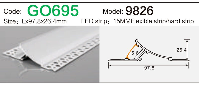 Alluminu 9826 LED Aluminum Profile 97.8x26.4mm