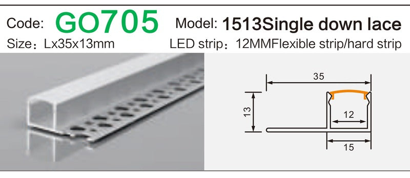 Alluminu 1513 Single down lace 35x13mm