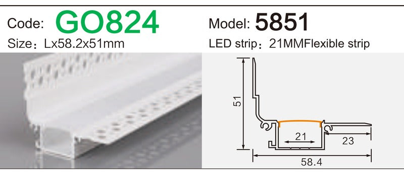 Alluminu 5851 LED Aluminum Profile 58.2x51mm