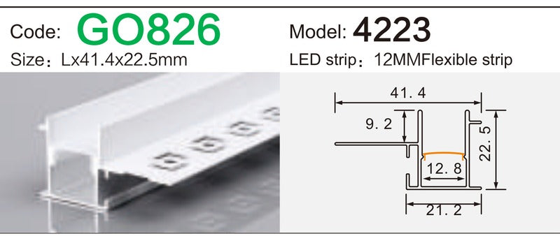 Alluminu 4223 LED Aluminum Profile 41.4x22.5mm