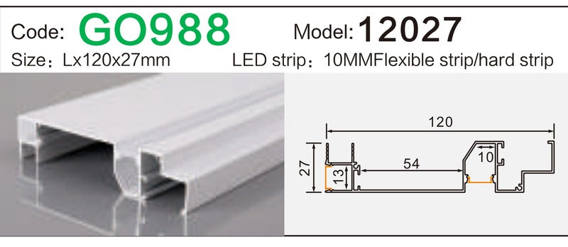 Alluminu 12027 LED Aluminum Profile 120x27mm