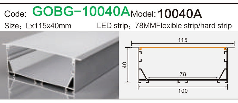Alluminu 10040A LED Aluminum Profile 116x40mm