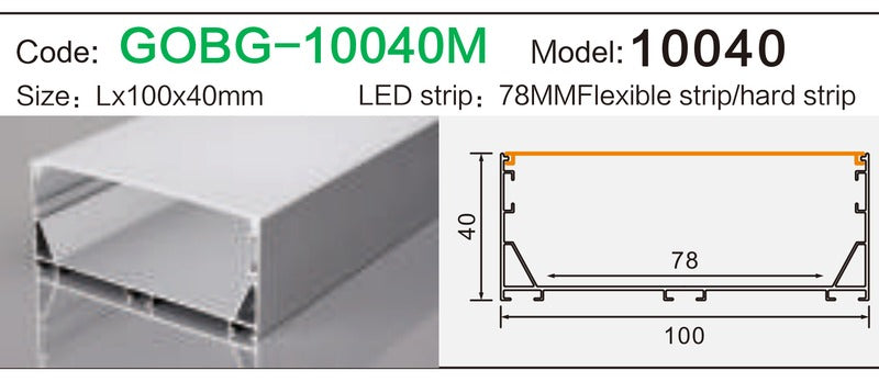 Alluminu 10040 LED Aluminum Profile 100x40mm