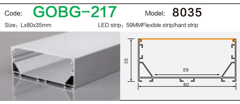 Alluminu 8035 LED Aluminum Profile 80x35mm