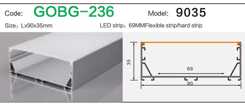 Alluminu 9035 LED Aluminum Profile 90x35mm