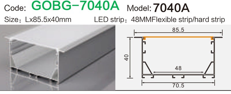 Alluminu 7040A LED Aluminum Profile 85.5x40mm