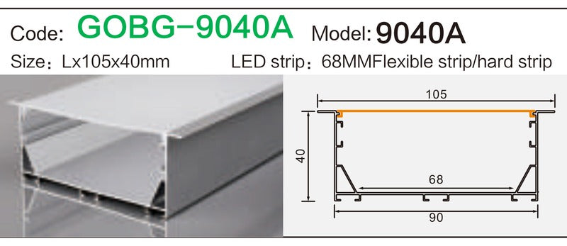 Alluminu 9040A LED Aluminum Profile 105x40mm