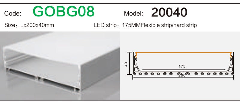 Alluminu 20040 LED Aluminum Profile 200x40mm