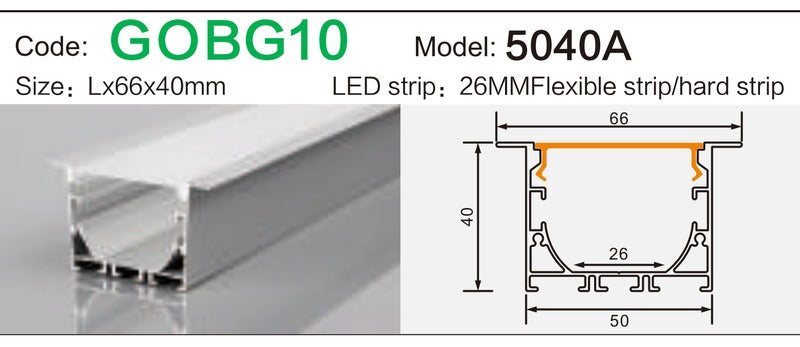 Alluminu 5040A LED Aluminum Profile 66x40mm