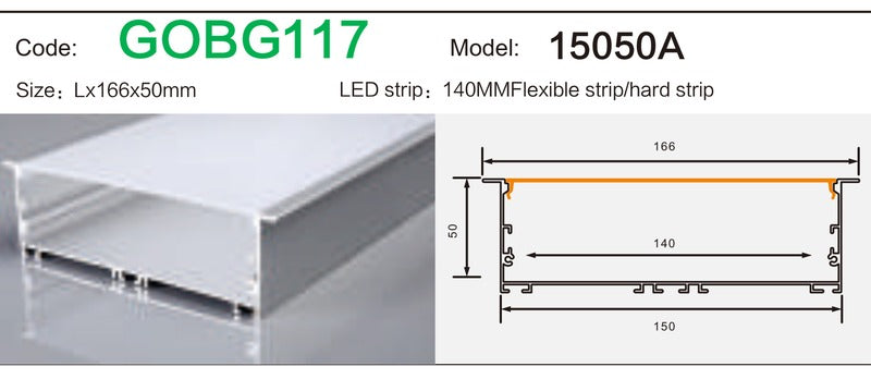 Alluminu 15050A LED Aluminum Profile 166x50mm