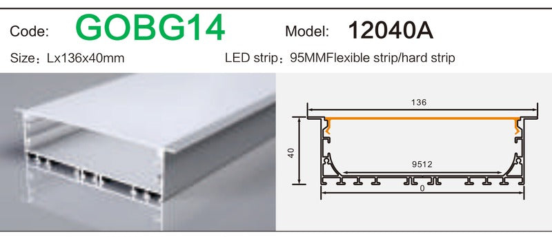 Alluminu 12040A LED Aluminum Profile 136x40mm