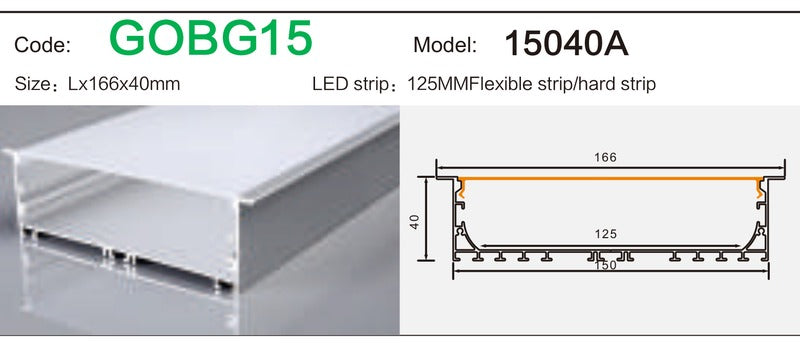 Alluminu 15040A LED Aluminum Profile 166x40mm