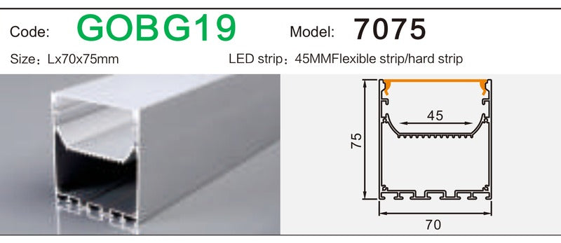 Alluminu 7075 LED Aluminum Profile 70x75mm