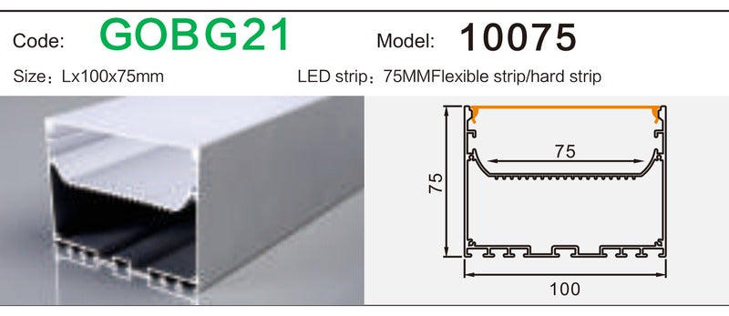 Alluminu 10075 LED Aluminum Profile 100x75mm