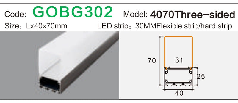 Alluminu 4070 Three-sided LED Aluminum Profile 40x70mm