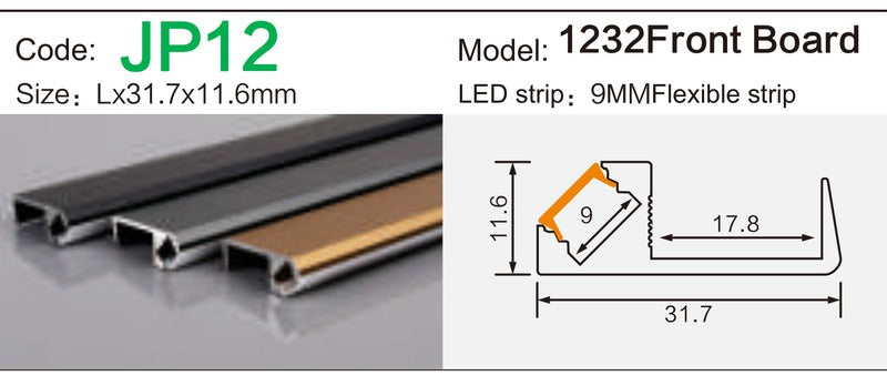 Alluminu 1232 Front Board LED Aluminum Profile 31.7x11.6mm