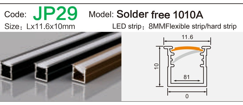 Alluminu Solder free 1010A LED Aluminum Profile 11.6x10mm