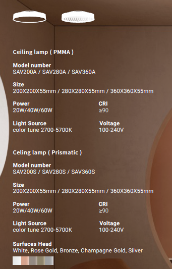 ViO Aura SAV360S Ceiling Lamp Prismatic