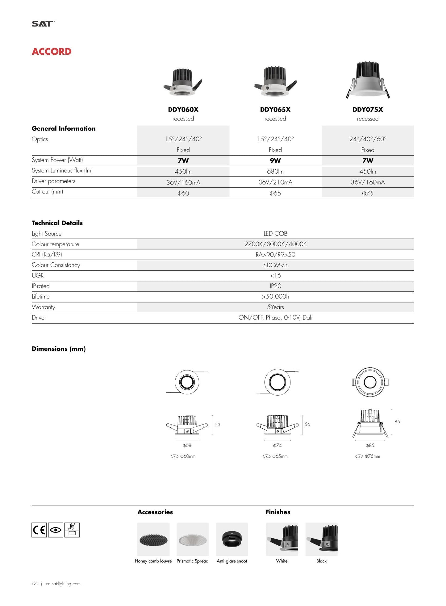 Accord ACCORD Fixed 7W Ø75 - SAT Lighting